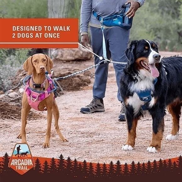 Arcadia Trail Reflective Paracord Dog Leash Coupler Blue Silver Walking Hiking - Picture 4 of 5